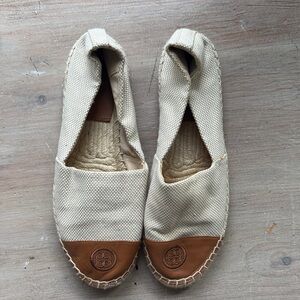 Tory Burch Tan and Cream Espadrille Size 7.5